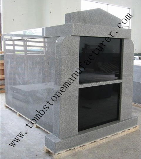gray granite two crypts mausoleum